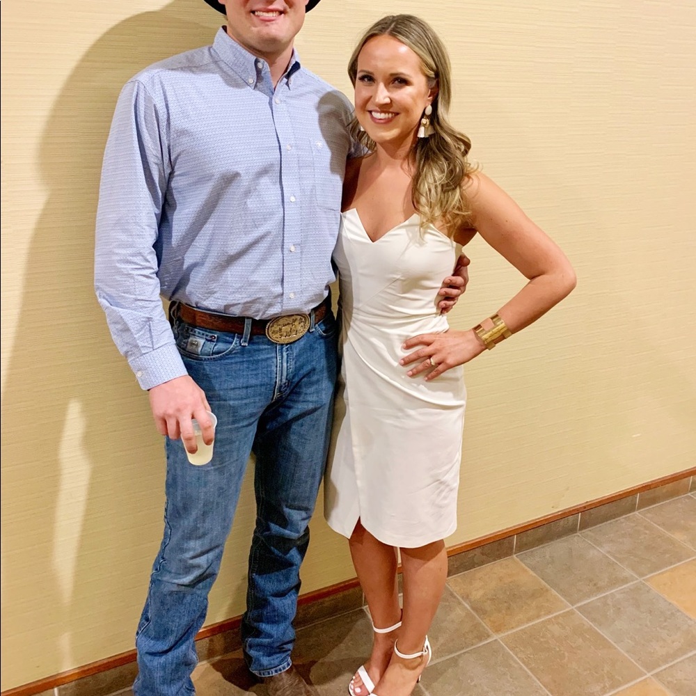 White strapless asymmetrical ASOS dress